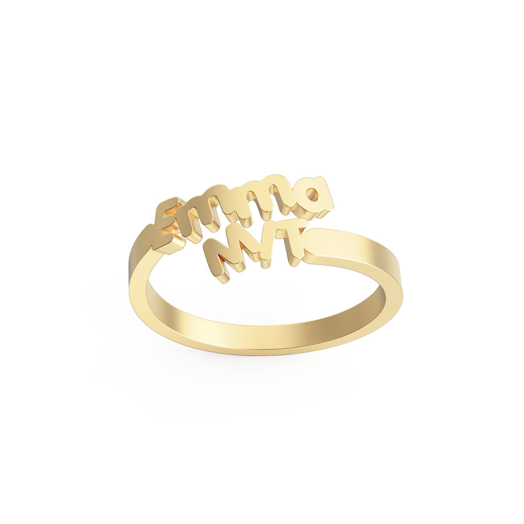 Personalized University Initial & Name Ring