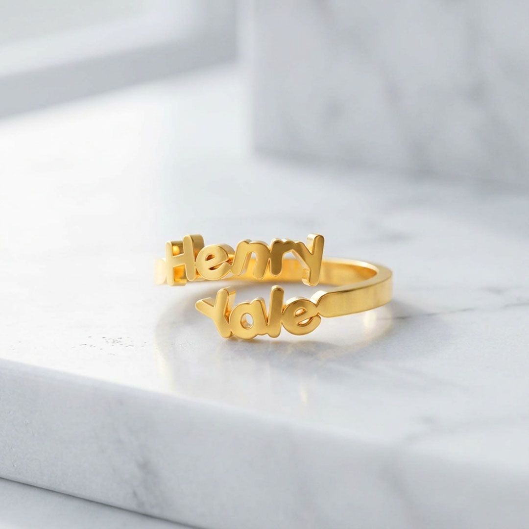 Personalized University Initial & Name Ring