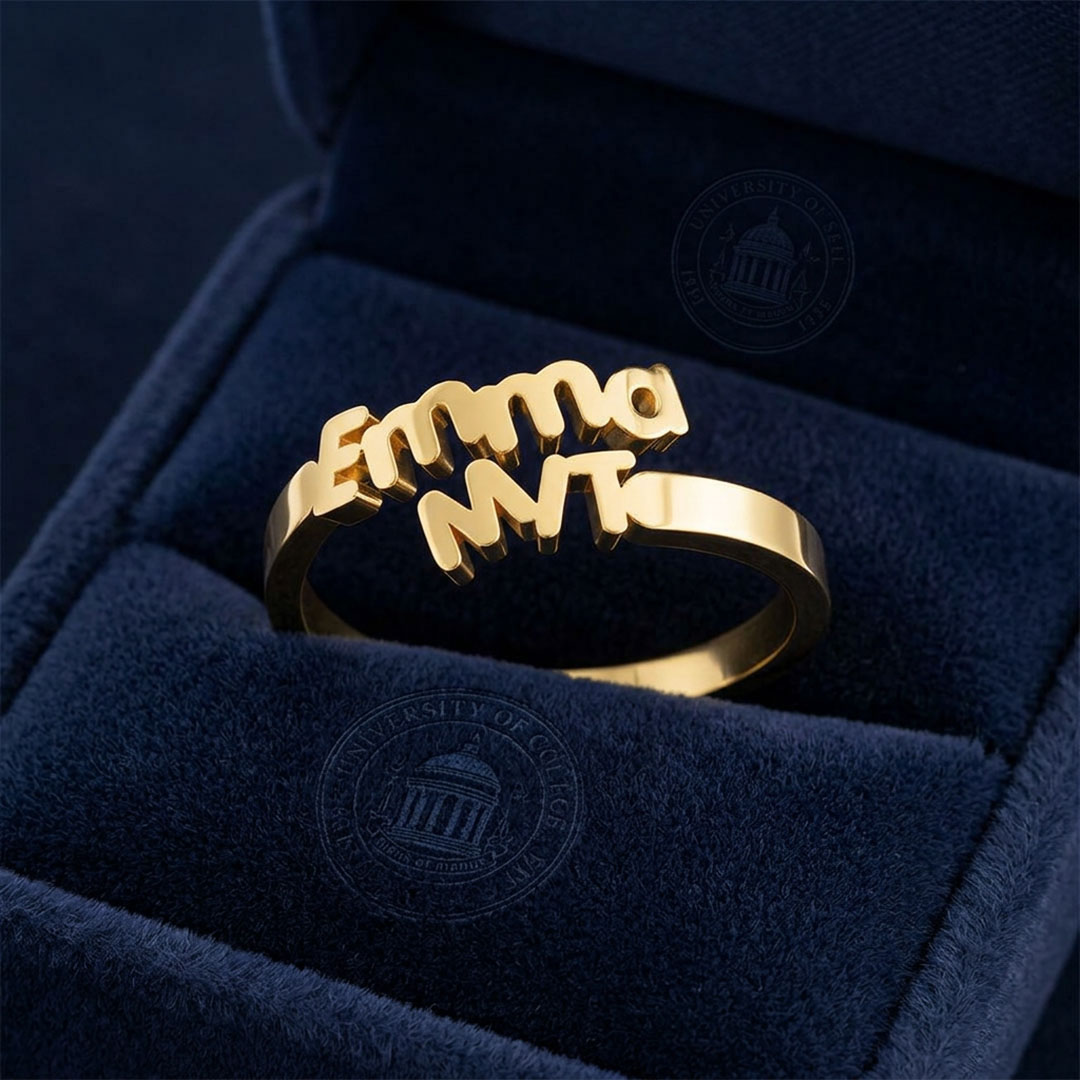 Personalized University Initial & Name Ring