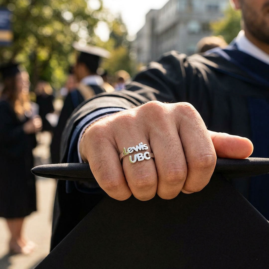 Personalized University Initial & Name Ring