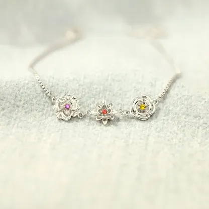 1-8 Three-Dimensional Birth Flowers Bracelet/Necklace Gift For Mom