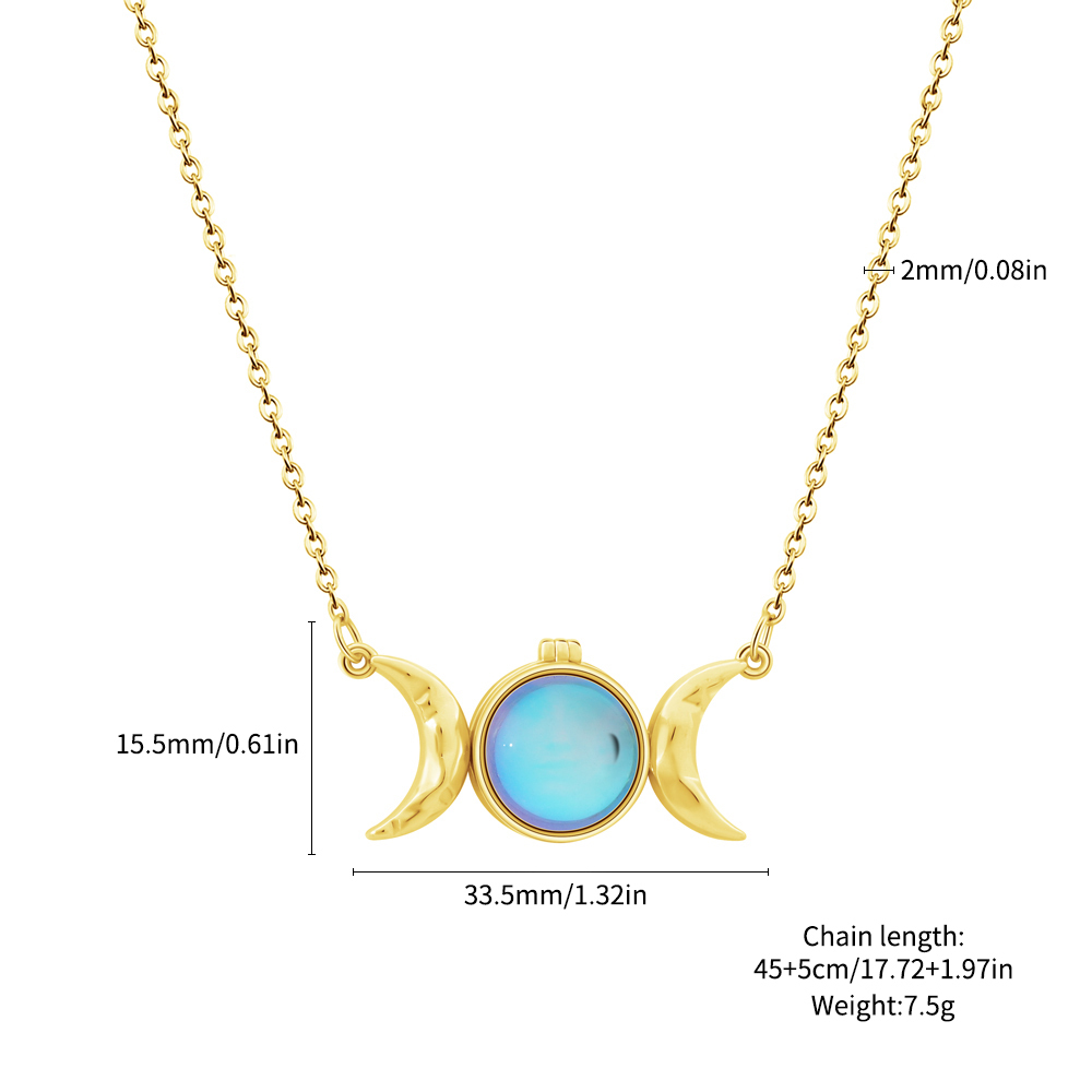 🌙 Triple Moon Goddess Moonstone Necklace