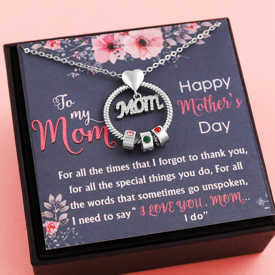 Personalized Necklace with 2 Birthstones Family Necklace For Mother