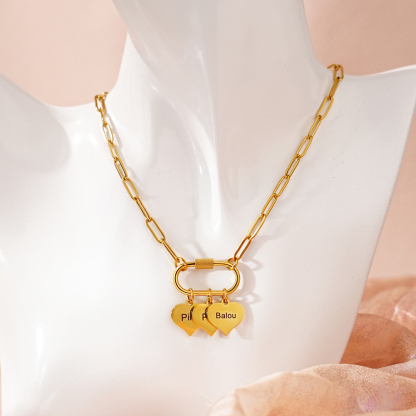 Personalized Multi-Heart Paperclip Chain Necklace