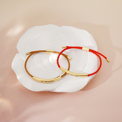 Valentine's Day Gift - Personalized Red Brown Braided Bracelet