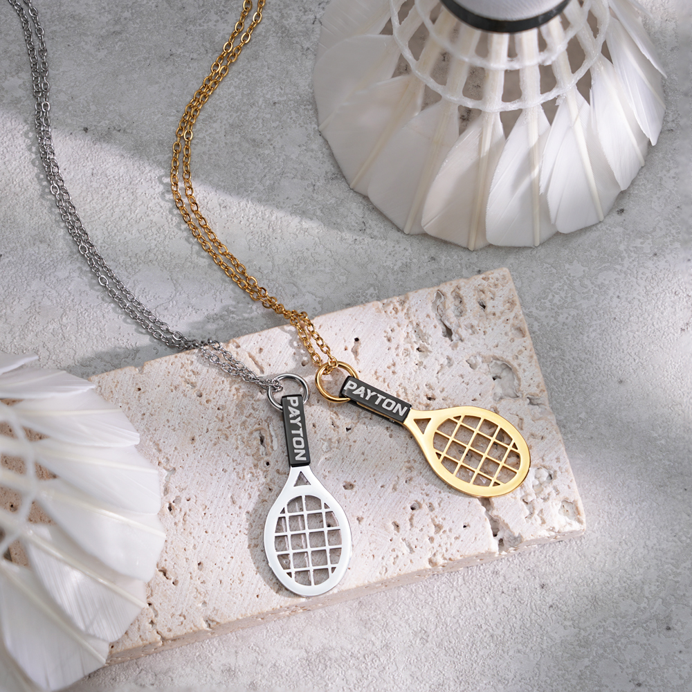 Personalized Tennis Racket Necklace