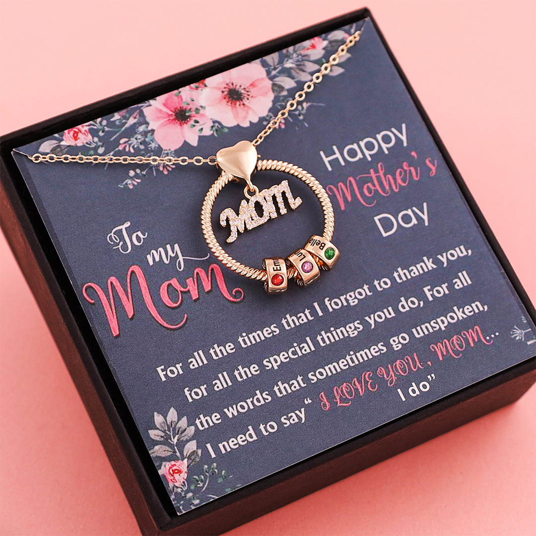 Personalized Necklace with 2 Birthstones Family Necklace For Mother
