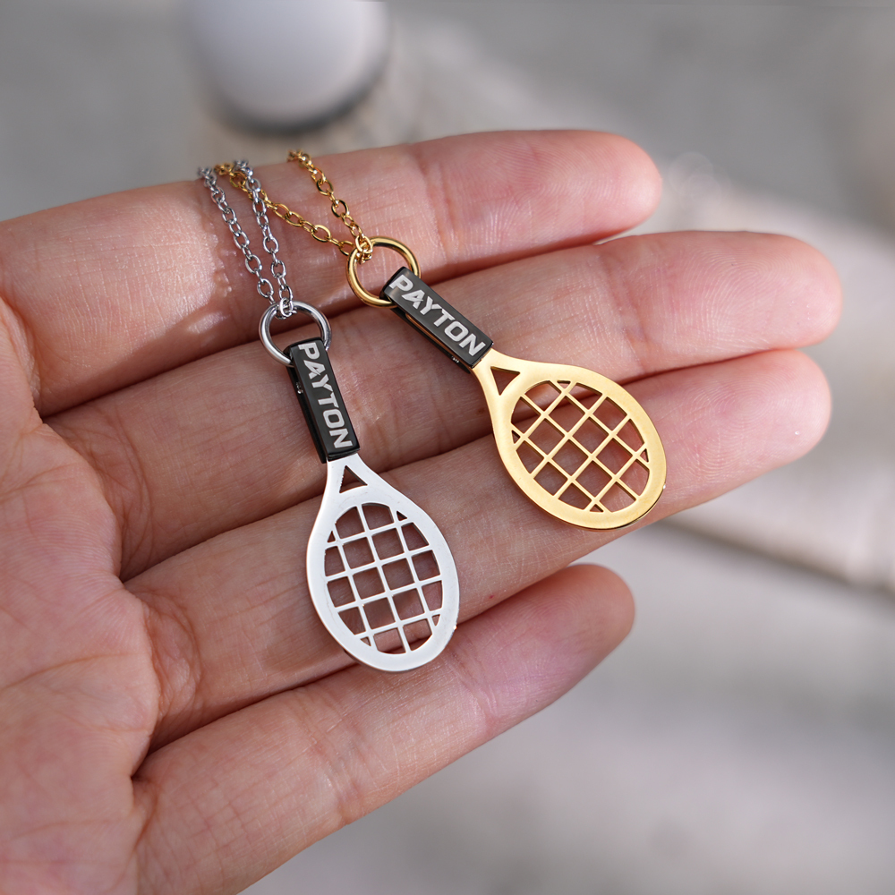 Personalized Tennis Racket Necklace