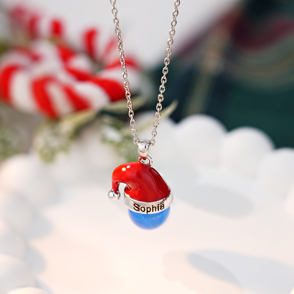 Christmas Hat Crystal Bead Necklace & Keychain