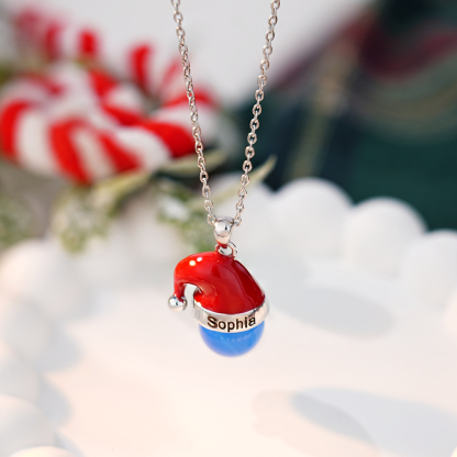 Christmas Hat Crystal Bead Necklace & Keychain