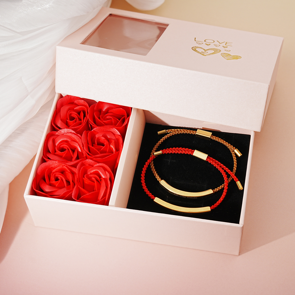 Valentine's Day Gift - Personalized Red Brown Braided Bracelet