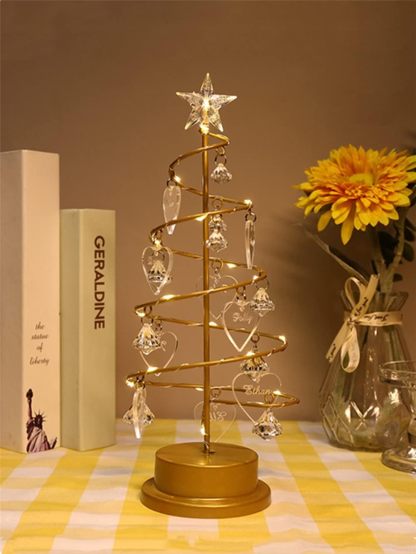 Personalized Christmas Crystal Tree Lights Custom Family Name Tabletop Metal Christmastree Lamp Decoration Gifts for Women Wife Boyfriend Girlfriend Christmas(Heart-Shaped)
