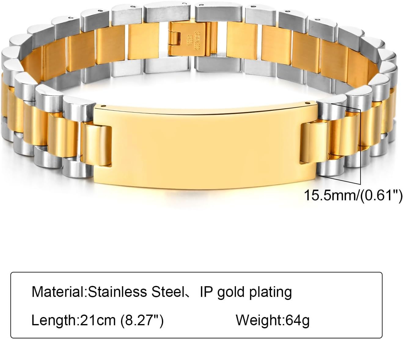 Personalized Picture Bracelet for Dad - Free Engraved Customized Photo Bracelets,Hypoallergenic Stainless Steel Adjustable Wristband,Trendy Custom Engraving Photo/Text/Name Bracelet Jewelry for Men