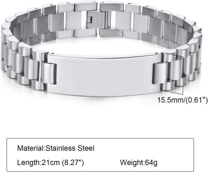 Personalized Picture Bracelet for Dad - Free Engraved Customized Photo Bracelets,Hypoallergenic Stainless Steel Adjustable Wristband,Trendy Custom Engraving Photo/Text/Name Bracelet Jewelry for Men