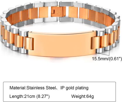 Personalized Picture Bracelet for Dad - Free Engraved Customized Photo Bracelets,Hypoallergenic Stainless Steel Adjustable Wristband,Trendy Custom Engraving Photo/Text/Name Bracelet Jewelry for Men