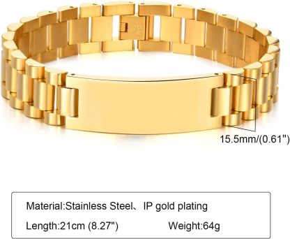 Personalized Picture Bracelet for Dad - Free Engraved Customized Photo Bracelets,Hypoallergenic Stainless Steel Adjustable Wristband,Trendy Custom Engraving Photo/Text/Name Bracelet Jewelry for Men