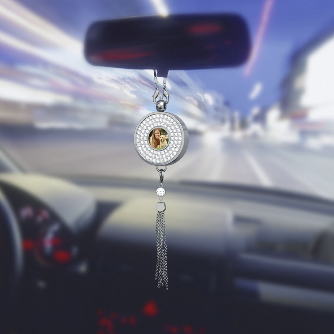 Personalized Car Perfume Photo Name Pendant