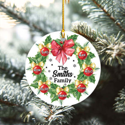 Personalized Family Christmas Ornament, Christmas Wreath Ornament, Family Christmas Keepsakes, Christmas Gifts