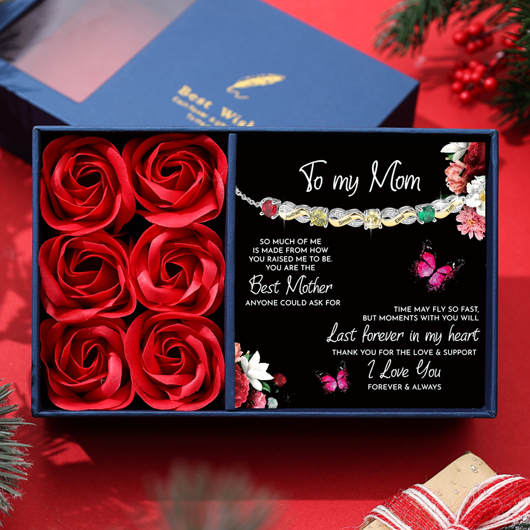 Custom Infinity Bracelet, Personalized Family Bracelet for Mom