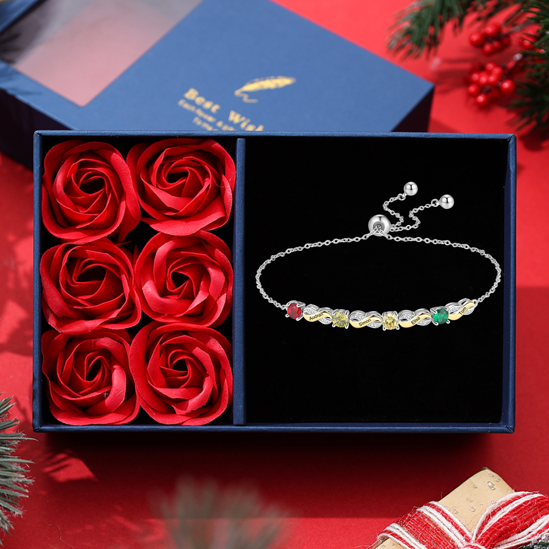 Custom Infinity Bracelet, Personalized Family Bracelet for Mom