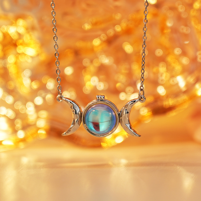 🌙 Triple Moon Goddess Moonstone Necklace