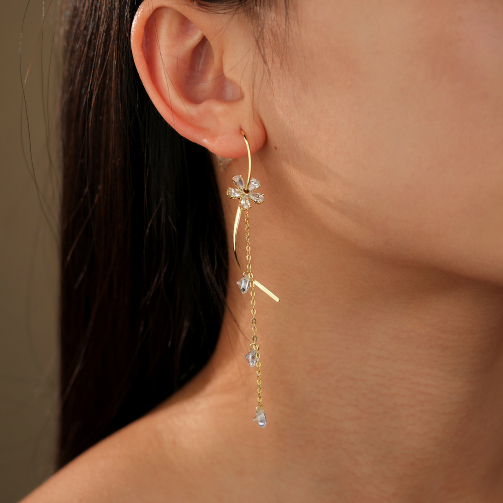 Flower Multi-Diamond Earrings