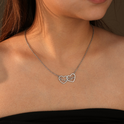 💕 Personalized Double Heart Name Necklace