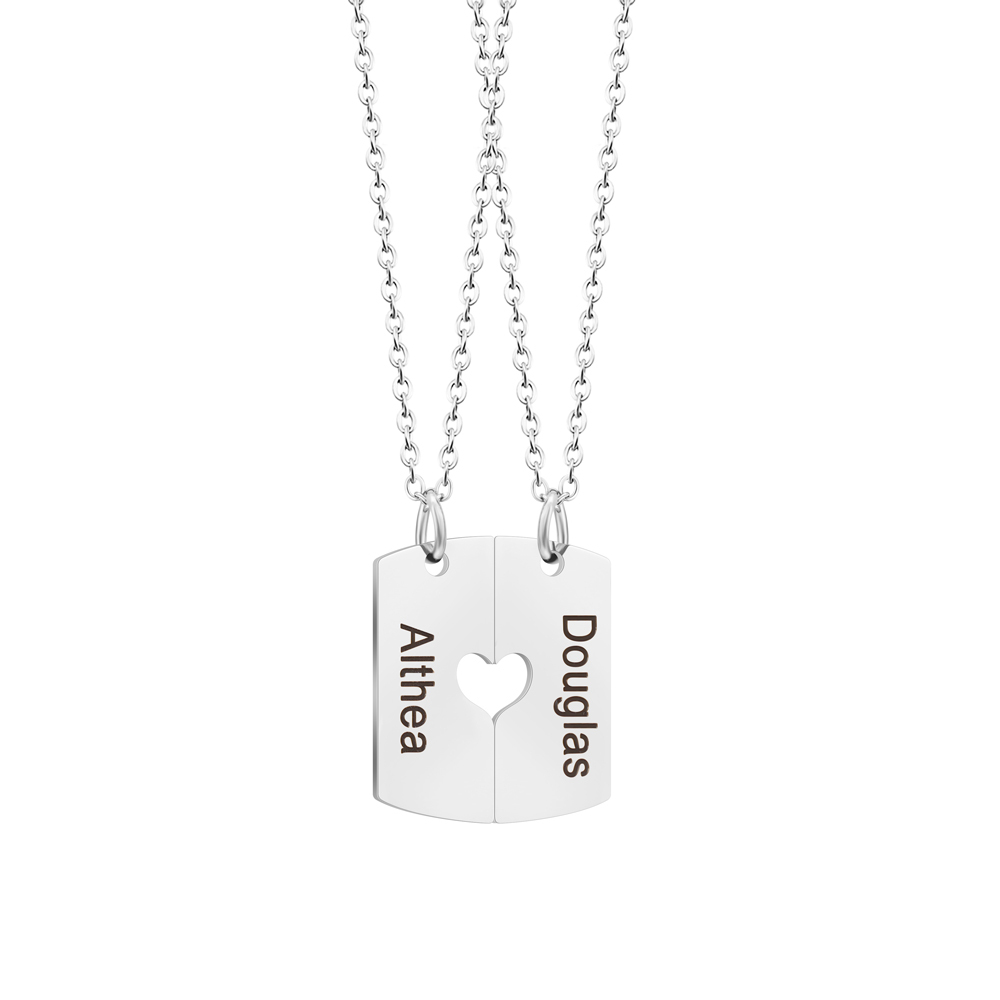 Valentine's Day Gift - Personalized Heart Square Necklace