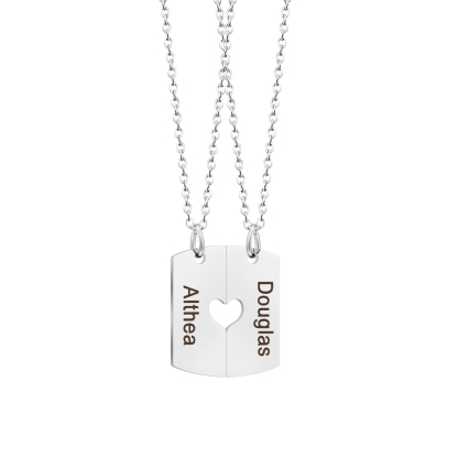 Valentine's Day Gift - Personalized Heart Square Necklace