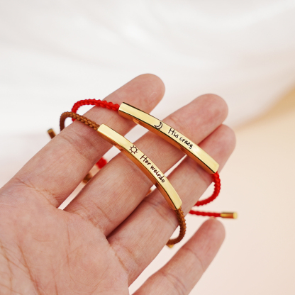 Valentine's Day Gift - Personalized Red Brown Braided Bracelet