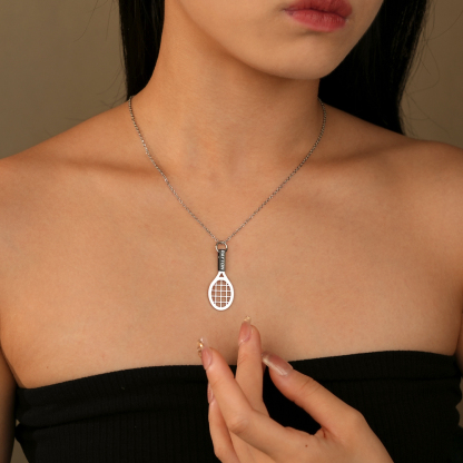 Personalized Tennis Racket Necklace