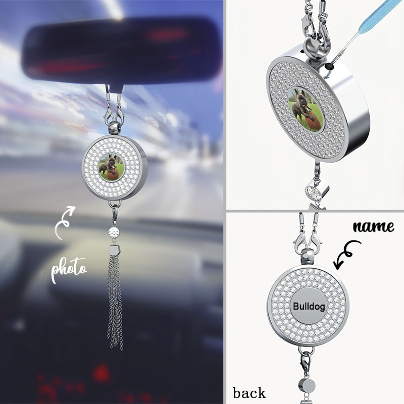 Personalized Car Perfume Photo Name Pendant