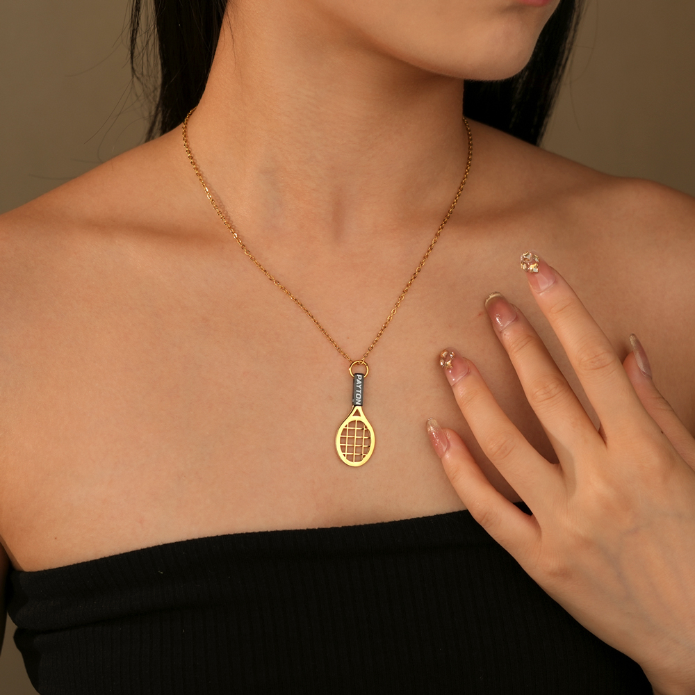 Personalized Tennis Racket Necklace