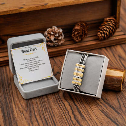 Father's Day Gift Cuba Link Men's Bracelet With Personalized Beads
