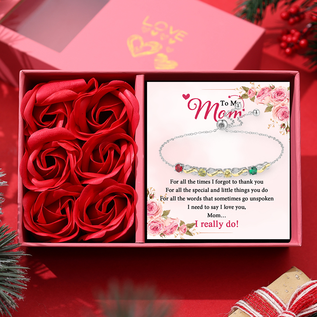 Custom Infinity Bracelet, Personalized Family Bracelet for Mom