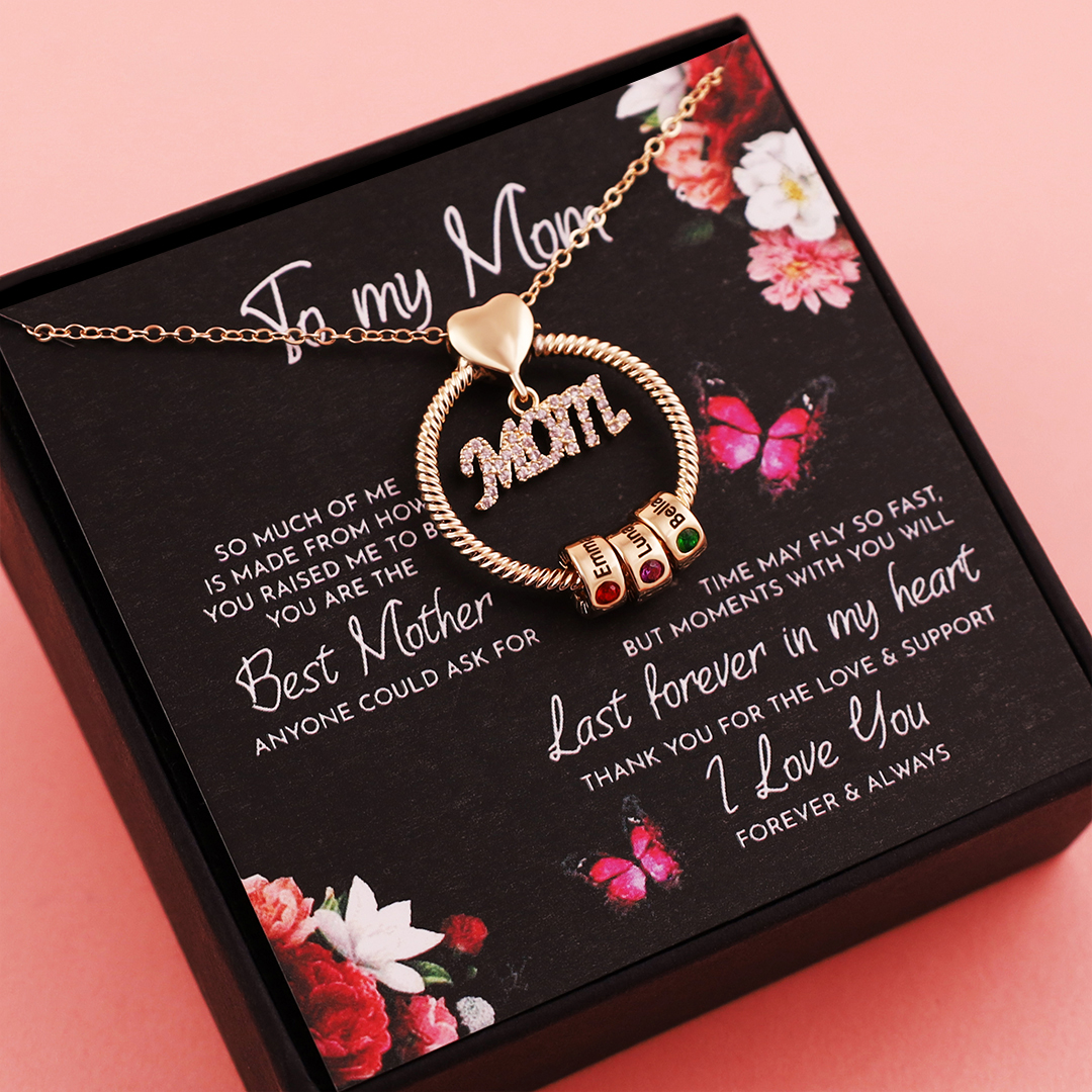 Personalized Necklace with 2 Birthstones Family Necklace For Mother