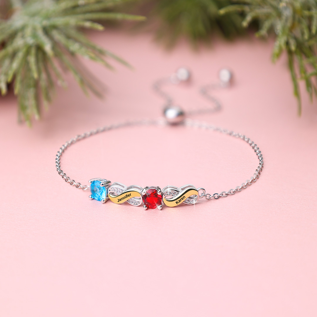 Custom Infinity Bracelet, Personalized Family Bracelet for Mom