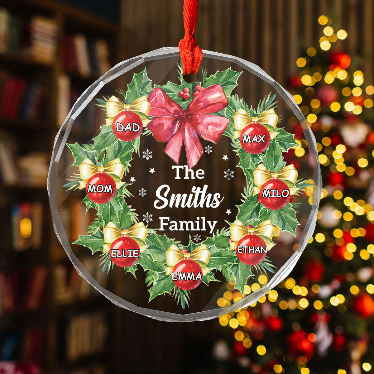 Personalized Family Christmas Ornament, Christmas Wreath Ornament, Family Christmas Keepsakes, Christmas Gifts