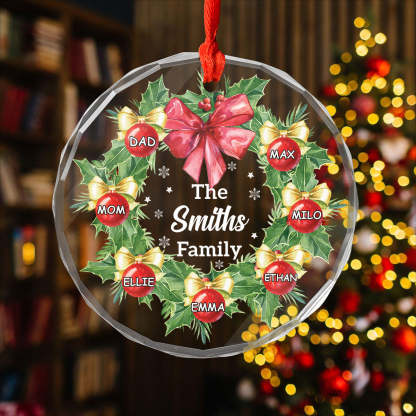Personalized Family Christmas Ornament, Christmas Wreath Ornament, Family Christmas Keepsakes, Christmas Gifts