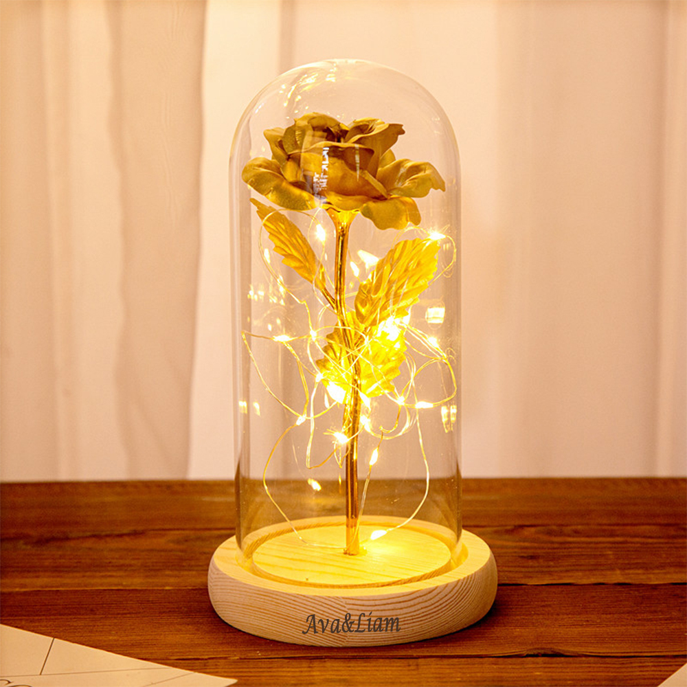 Enchanted Rose Night light Custom Text Eternity Rose LED Lamp Romantic Gift