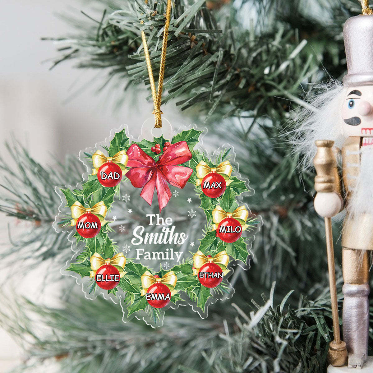 Personalized Family Christmas Ornament, Christmas Wreath Ornament, Family Christmas Keepsakes, Christmas Gifts