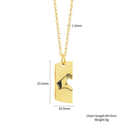 Valentine's Day Gift - Personalized Heart Square Necklace
