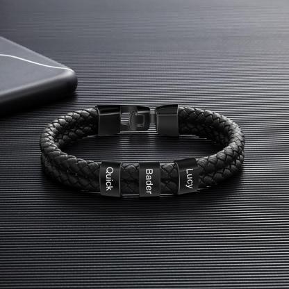 Father's Day🎁 Men Leather Bracelet with Engraved Beads