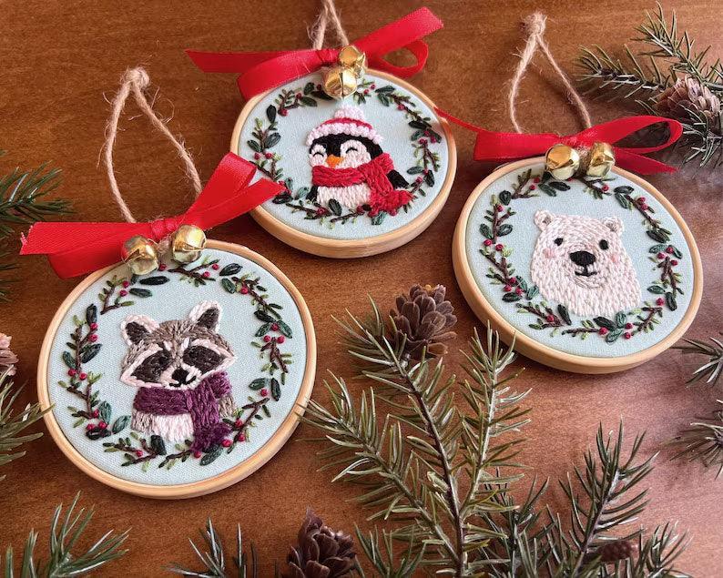 Woodland Animals Christmas Ornaments Embroidery Kit - 2025 New Products