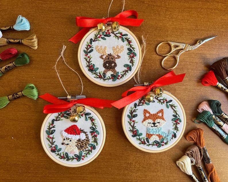 Woodland Animals Christmas Ornaments Embroidery Kit - 2025 New Products