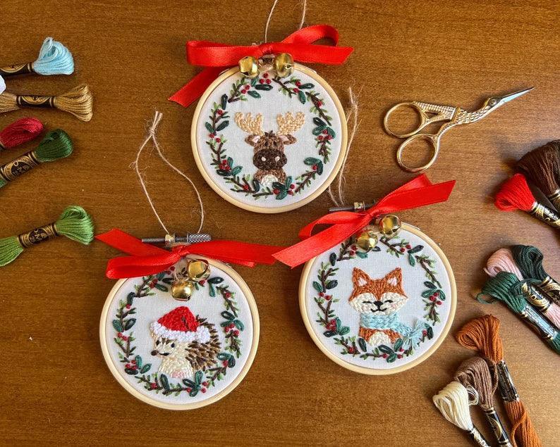 Woodland Animals Christmas Ornaments Embroidery Kit - 2025 New Products