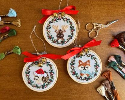 Woodland Animals Christmas Ornaments Embroidery Kit - 2025 New Products