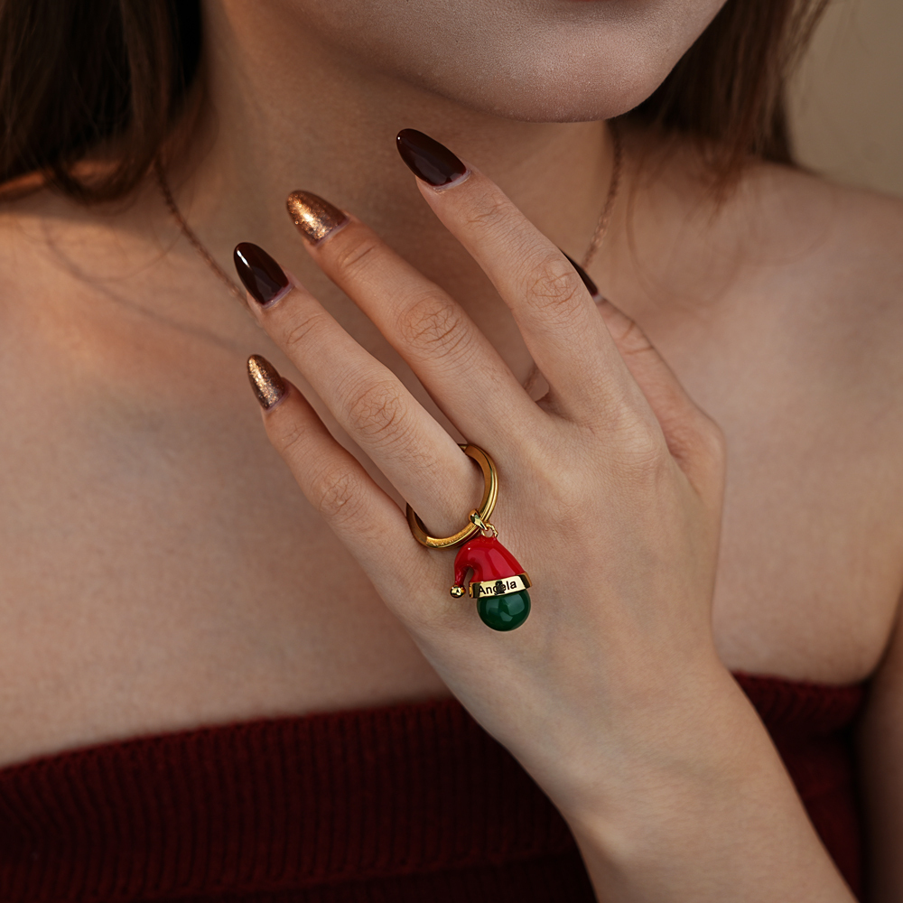 Christmas Hat Crystal Bead Necklace & Keychain