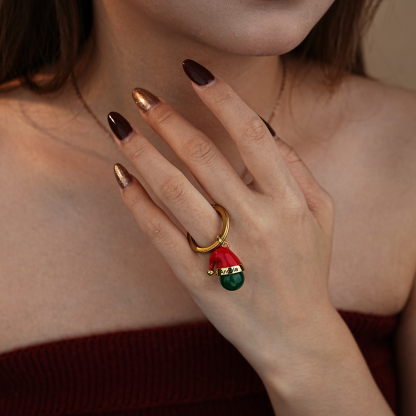 Christmas Hat Crystal Bead Necklace & Keychain