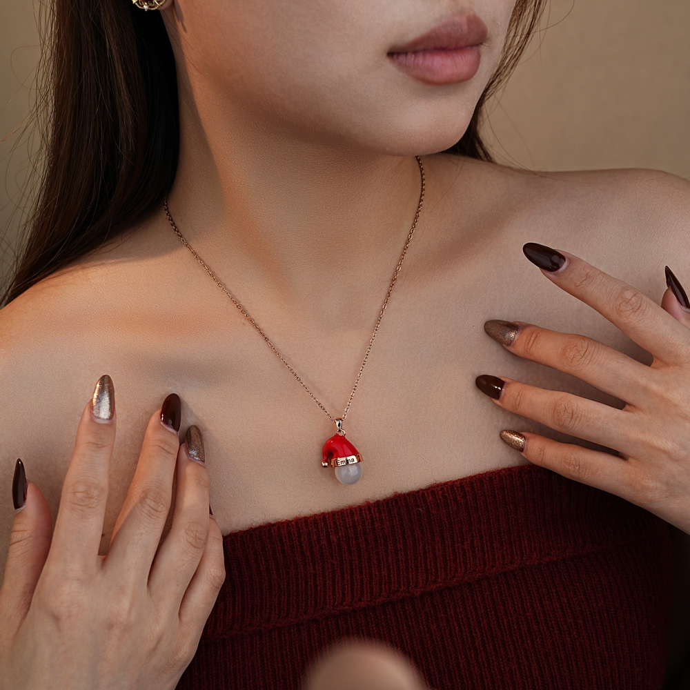 Christmas Hat Crystal Bead Necklace & Keychain